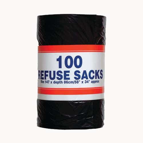 Refuse Sacks 92L 100 Bags Per Roll - Pack of 6